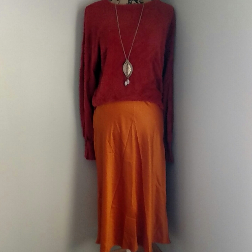 Express faux silk skirt